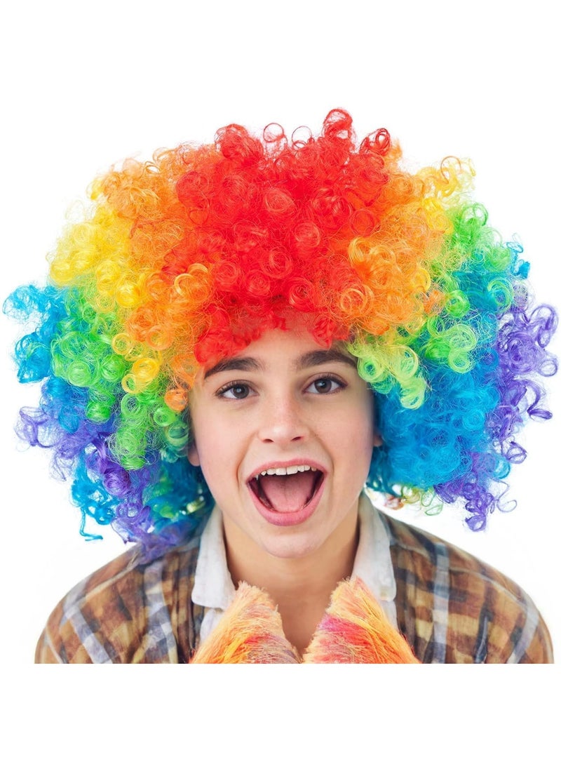 KOWVOWZ Funny Clown Curly Afro Wigs, Colorful Clown Wig, Colourful Clown Wig for Party, Curly Hair Colorful Synthetic Wig for Daily Party Cosplay 36 CM Long  - Image 3