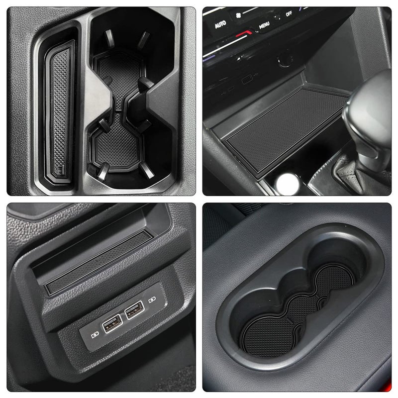 Auovo Anti Dust Mats for Volkswagen VW Tiguan Accessories 2024 2023 2022 2021 2020 2019 2018 Custom Cup Holder Door Center Console Liners Inserts for VW Tiguan (19pcs/Set) (Black Trim) - Image 1