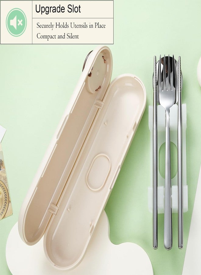 DEVICO Travel Utensils with Case Cute, Reusable Silverware for Lunch, Portable Cutlery Set, 18/8 Stainless Steel Fork Spoon Chopsticks in Cartoon Case, Dishwasher Safe - Image 3