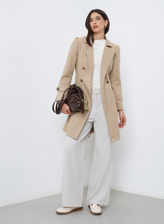 Styli Regular Fit Longline Double Breasted Belted Coat - Image 2