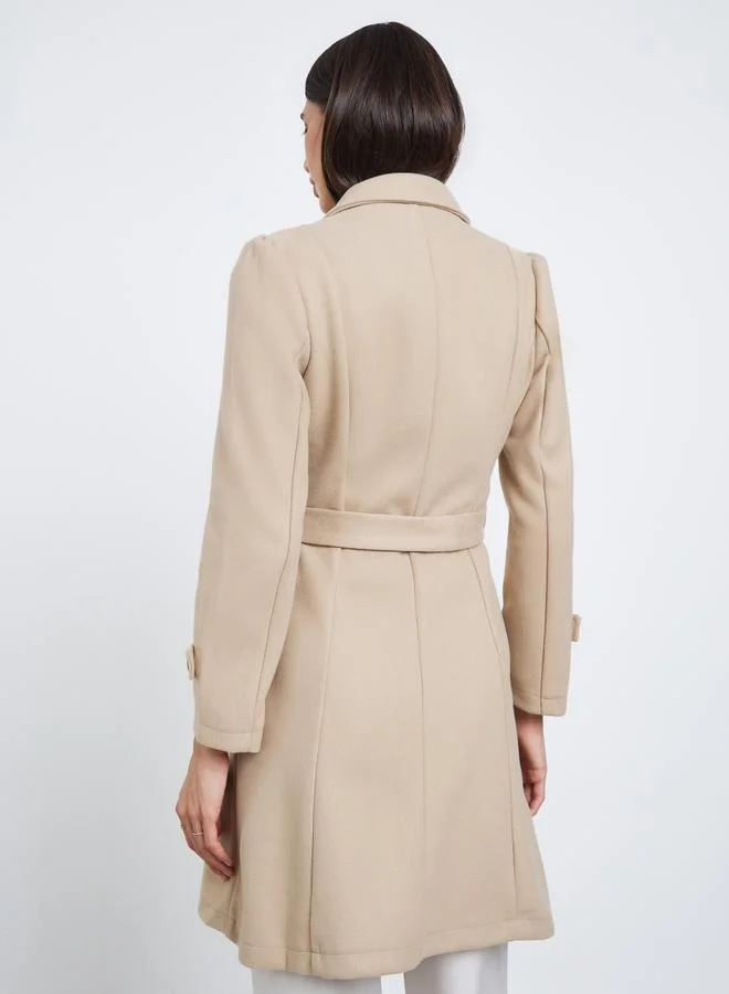 Styli  Styli Regular Fit Longline Double Breasted Belted Coat for Women | Best Price UAE