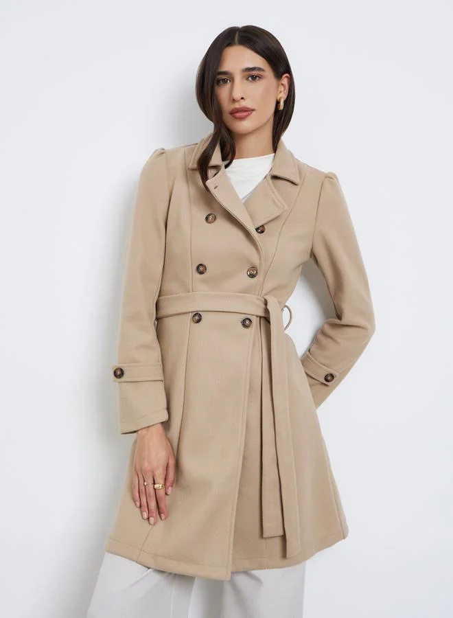 Styli  Styli Regular Fit Longline Double Breasted Belted Coat for Women | Best Price UAE