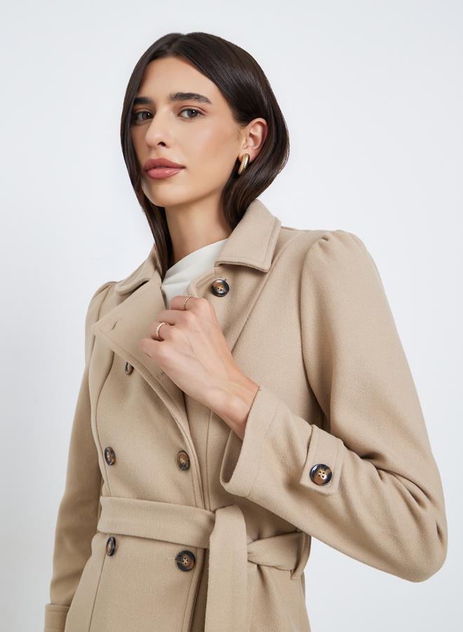 Styli Regular Fit Longline Double Breasted Belted Coat - Image 4