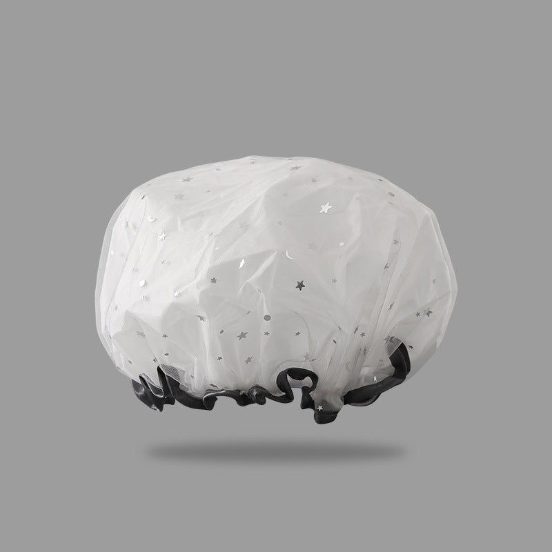 Cute Star Double Layer Shower Cap for Women Starry Sky Children Powder 