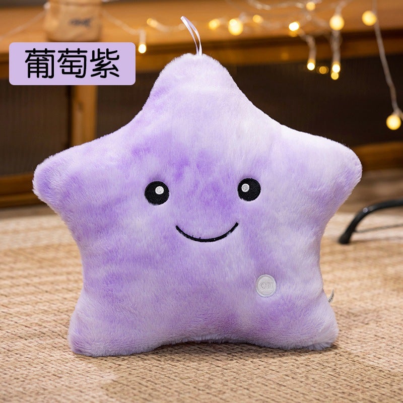 Colorful Glowing Star Plush Pillow with Music - Soft Decorative Toy  Gift