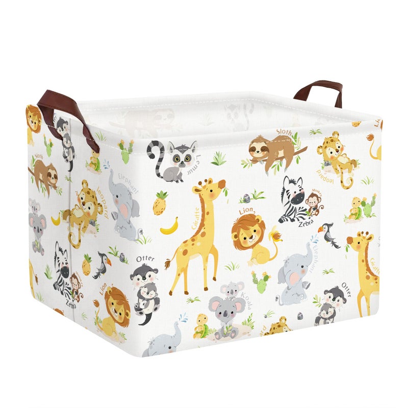 Clastyle Rectangular Baby Storage Basket Large Collapsible Kid Toy Bin Nursery Classroom Books Shelf Basket Shower Towel Gift Basket Giraffe Lion Elephant Pet BasketAnimal