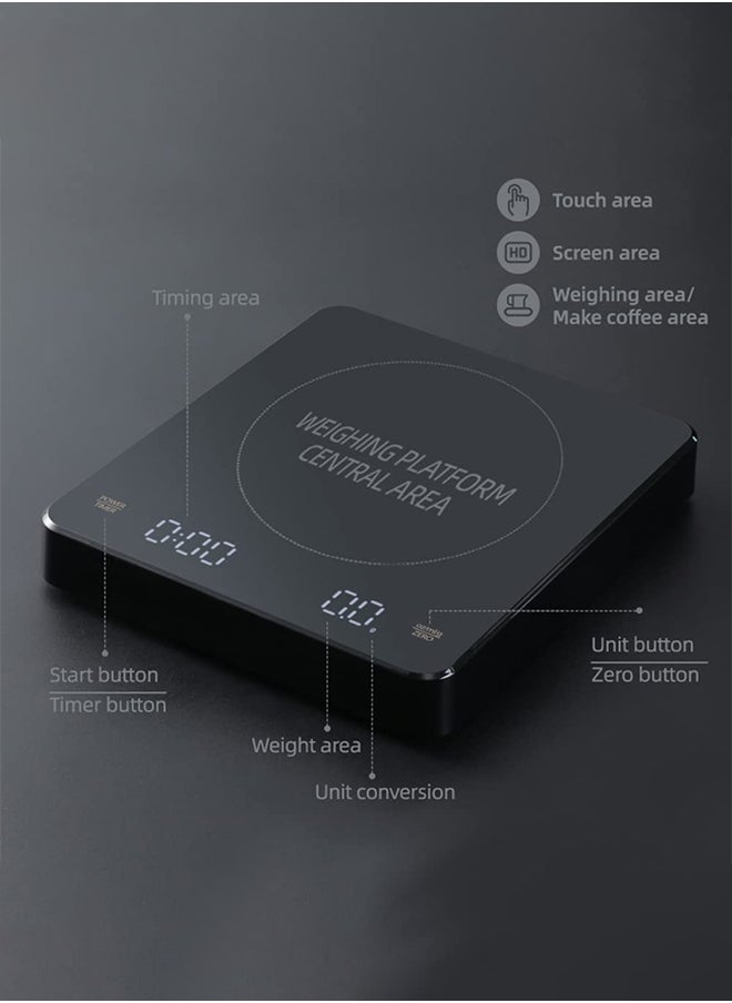 S-Color - Coffee Scale with Timer High Precision Gram Digital Espresso Scale for Pour Over and Drip Rechargeable Electric Coffee Scales with Charging Cable - Image 1