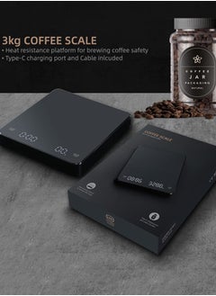 S-Color Coffee Scale with Timer High Precision Gram Digital Espresso Scale for Pour Over and Drip Rechargeable Electric Coffee Scales with Charging Cable  - Image 3
