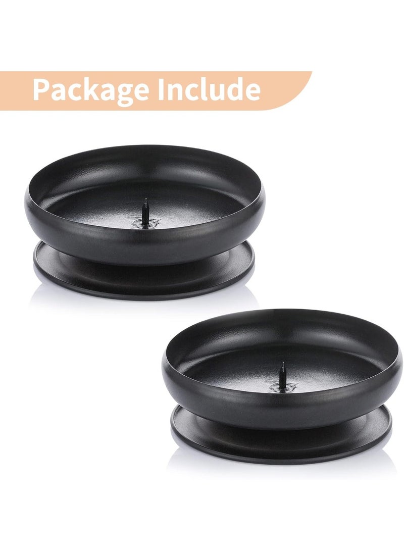NUPTIO Set of 2 Black Iron Pillar Candle Holders Spike Candle Holder 3.6"/ 9cm Diameter. Ideal for Wax or LED Candle Gardens, Spa, and Aromatherapy, Incense Cones, Wedding, Party, Spa, as Pedestal - Image 2