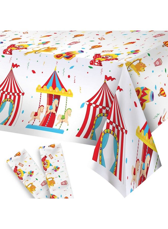 KATCHON Circus Tablecloth For Carnival Decorations Pack Of 2 ; Plastic Carnival Tablecloth ; Carnival Theme Party Decorations ; Disposable Carnival Theme Tablecloth Circus Theme Party Decorations - Image 2