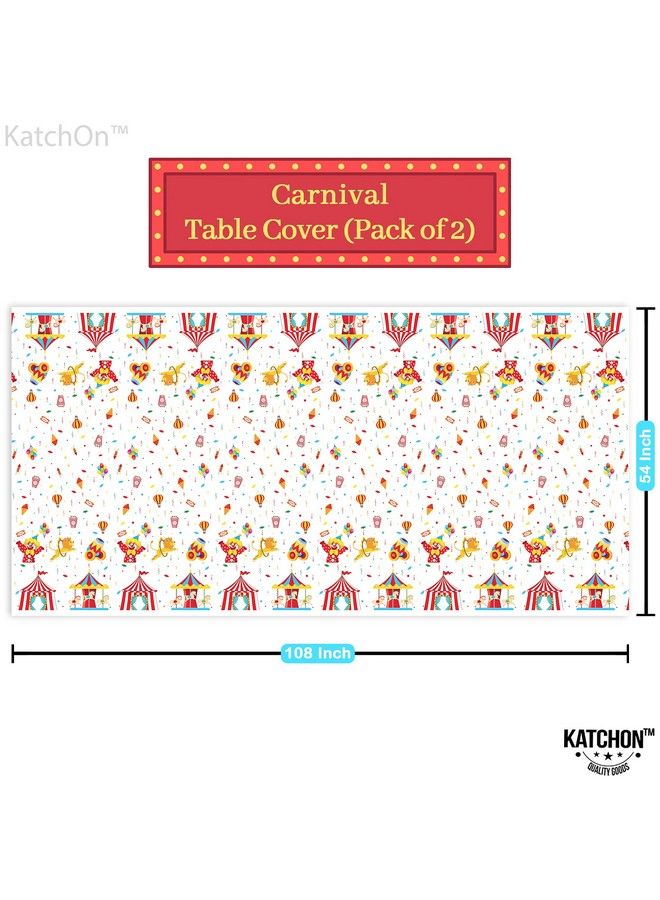KATCHON Circus Tablecloth For Carnival Decorations Pack Of 2 ; Plastic Carnival Tablecloth ; Carnival Theme Party Decorations ; Disposable Carnival Theme Tablecloth Circus Theme Party Decorations - Image 5