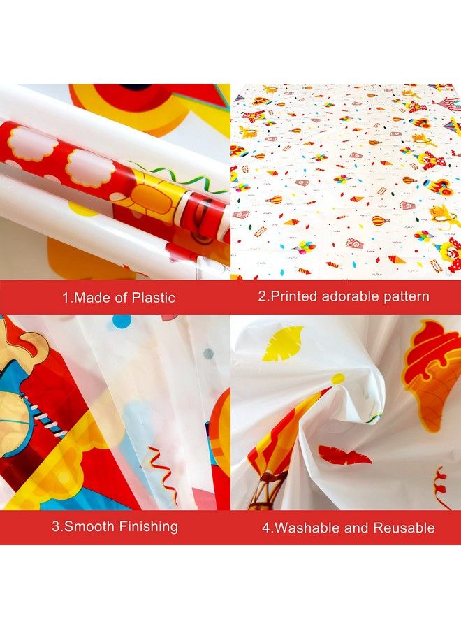 KATCHON Circus Tablecloth For Carnival Decorations Pack Of 2 ; Plastic Carnival Tablecloth ; Carnival Theme Party Decorations ; Disposable Carnival Theme Tablecloth Circus Theme Party Decorations - Image 4