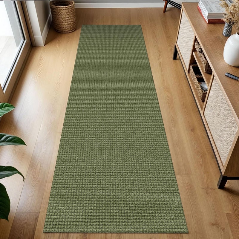 KOZYFLY Runners for Hallways 2x7 ft Washable Kitchen Runner Non Slip Rubber Backed Hall Runners Cotton Entryway Runner Rugs Floor Carpet for Indoor Backdoor Bedroom Kitchen, Bright Green/Earthy Green - Image 1