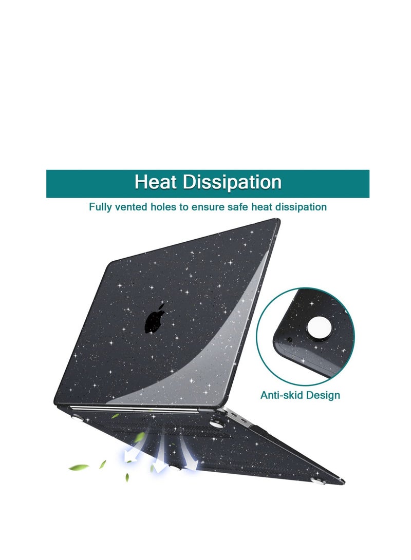 حافظة متوافقة مع ماك بوك برو 13 بوصة M2 2022--2016 A2338 A2251 A2289 A2159 A1989 A1708 A1706، حافظة بلاستيكية صلبة لامعة--أسود - Image 1