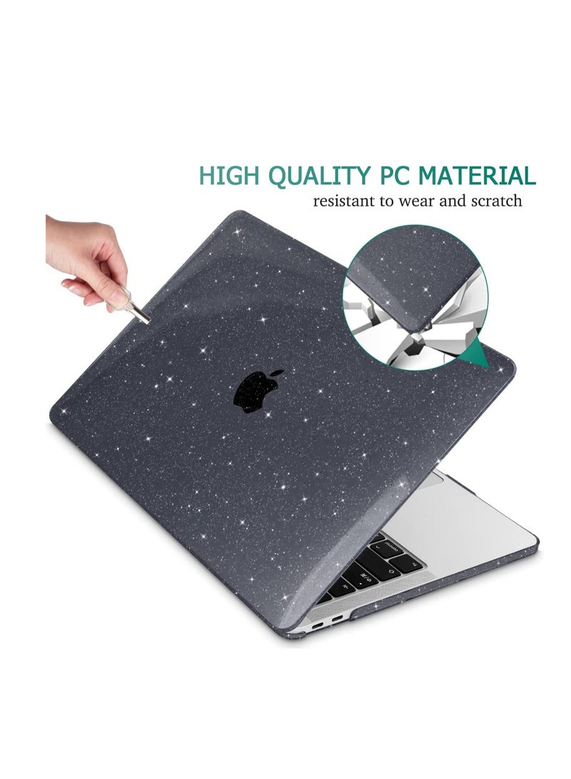 حافظة متوافقة مع ماك بوك برو 13 بوصة M2 2022--2016 A2338 A2251 A2289 A2159 A1989 A1708 A1706، حافظة بلاستيكية صلبة لامعة--أسود - Image 4