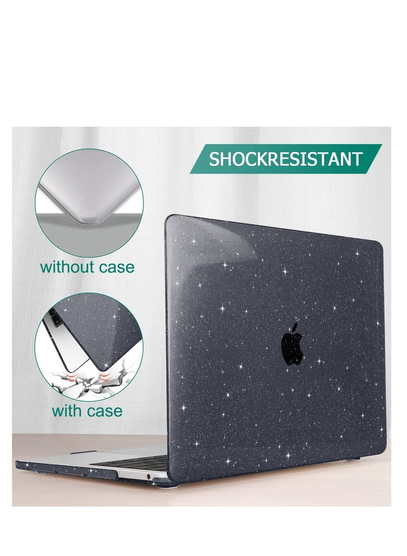 حافظة متوافقة مع ماك بوك برو 13 بوصة M2 2022--2016 A2338 A2251 A2289 A2159 A1989 A1708 A1706، حافظة بلاستيكية صلبة لامعة--أسود - Image 5