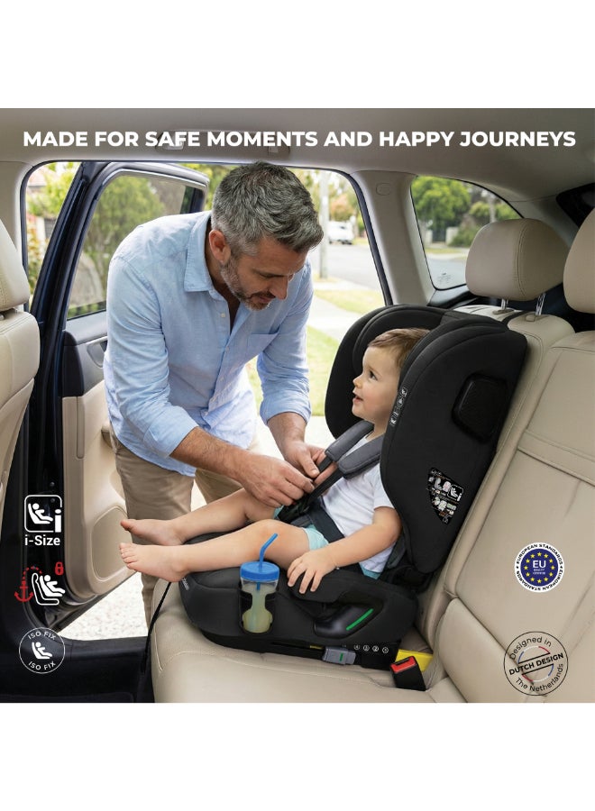 Neobreez i-GENTO Compact Air Travel Car Seat,i-Size ECER129 ,Adjustable Headrest,Side Impact Protection,ISOFIX&Top Tether,Compact Foldable&Portable,Group1/2/3(Upto 12yrs,9-36 kg)-Black Grey - Image 4