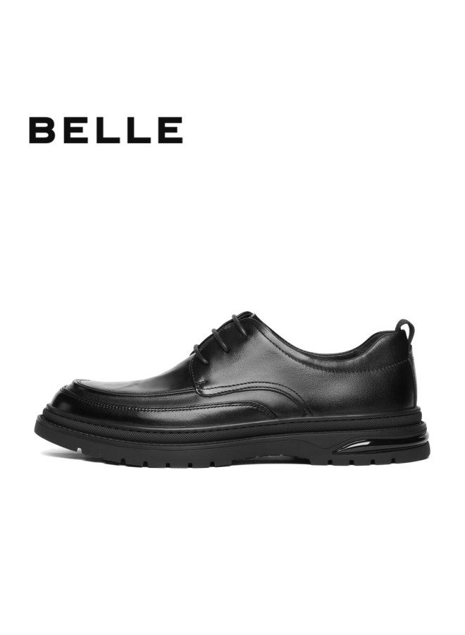 Belle Commuter Business Leather Shoes , Men's Cowhide Wrinkled Heightening Casual Shoes A1373am4, Black 2, Size 43 - Image 2