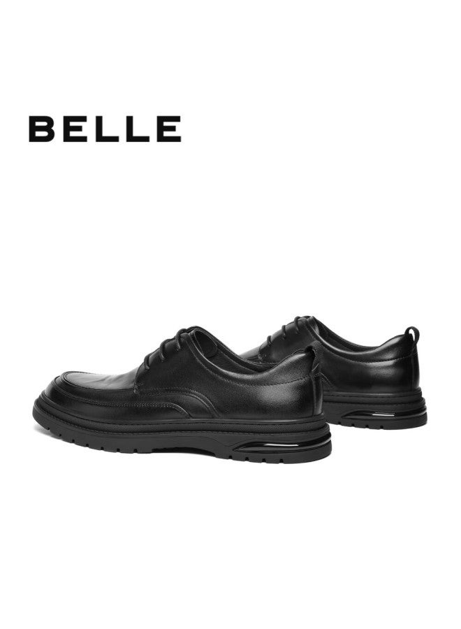 Belle Commuter Business Leather Shoes , Men's Cowhide Wrinkled Heightening Casual Shoes A1373am4, Black 2, Size 43 - Image 4