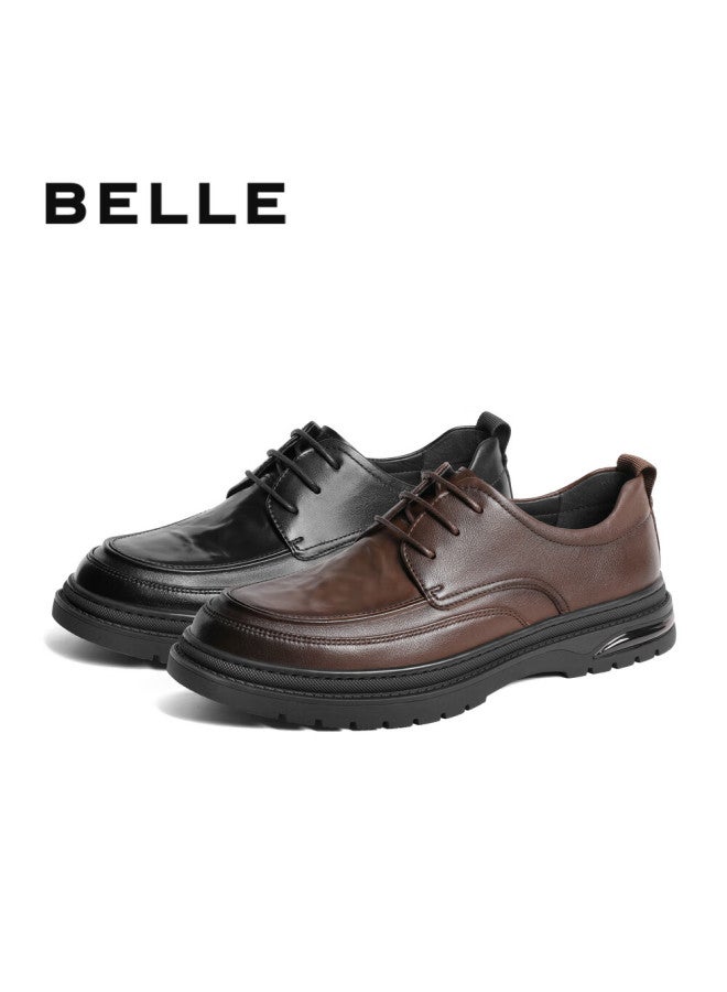 Belle Commuter Business Leather Shoes , Men's Cowhide Wrinkled Heightening Casual Shoes A1373am4, Black 2, Size 43 - Image 5