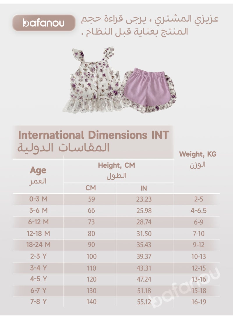 Bafanou Summer Baby Girl Fashion Clothing Set Lace Floral shorts 2 pcs Newborn Clothes  - Image 3