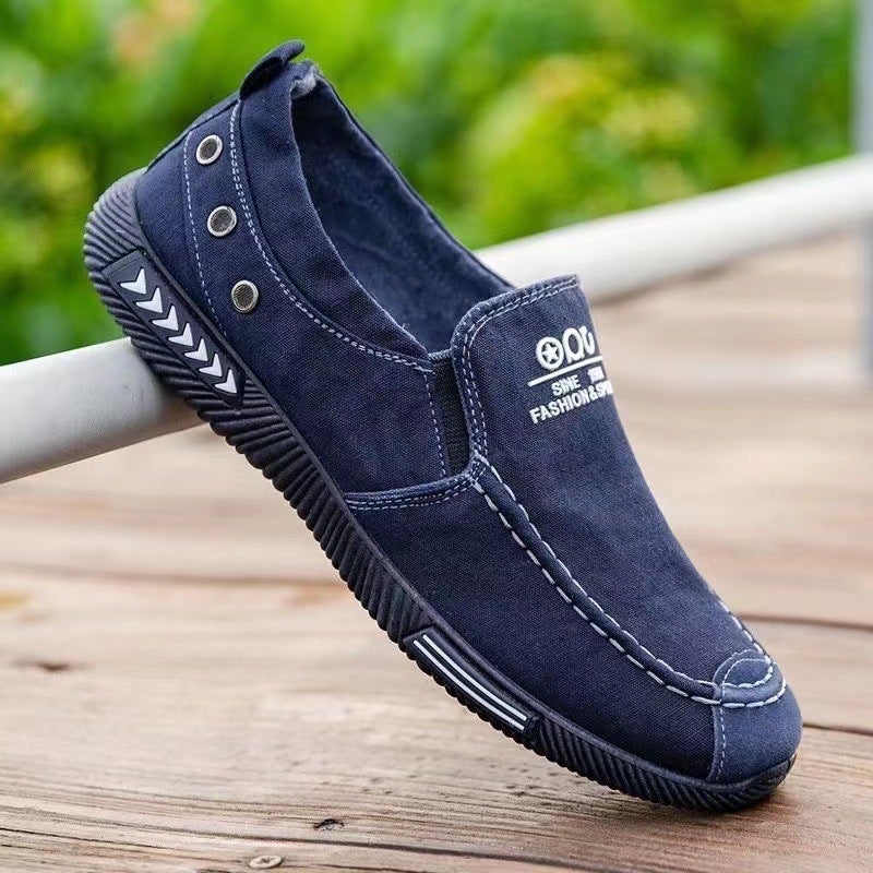 Mens Beijing Cloth Shoes Breathable Slip-On Spring Casual Blue 