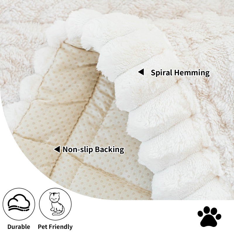 MDSASFD Sofa Pad, Plush Couch Cover Washable for Pet, Non-Slip Warm Couchs Cover, Funny Fuzzy Pet Couch Covers for Sofa, Sofa Slipcovers Furniture Covers for L Shaped(Beige White, 27.6"x 59") - Image 3