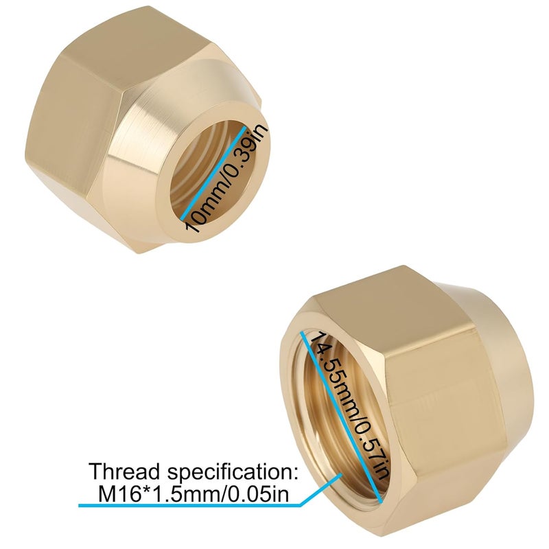 Micro Traders 4pcs 10MM M16x1.5 Thread Brass Flare Reducing Nuts for Refrigeration, HVAC, Heating, Industrial Piping Systems - Image 4