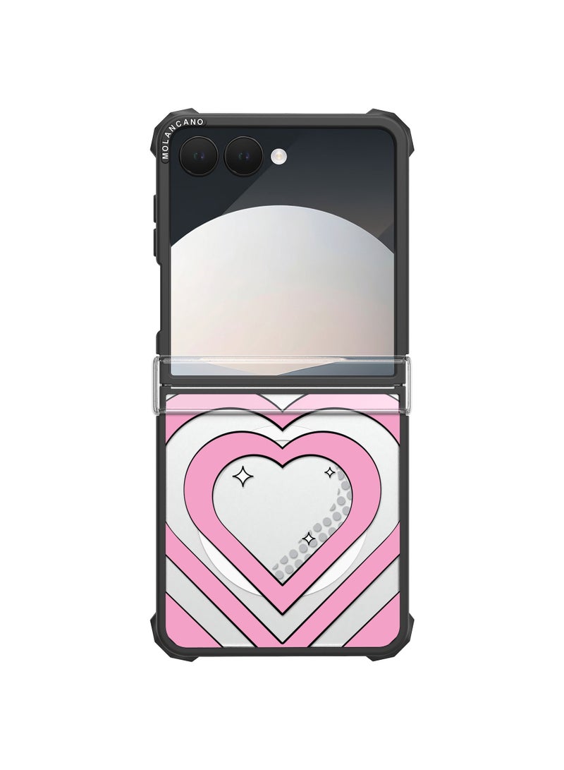Compatible with Samsung Z Flip7 Phone Case with a heart design, Cute Pattern Shockproof Protective Cover Full-Coverage Foldable Screen Case Soft and Cute Design Scratch-Resistant Shell - Image 1