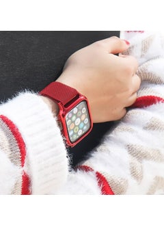 Robotekno Apple Watch Metal Band Milanese Strap Magnetic iWatch Compatible Milanese Series 1 | 2 | 3 | 4 | 5 - 42mm/44mm - Red  - Image 3