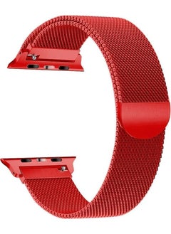 Robotekno Apple Watch Metal Band Milanese Strap Magnetic iWatch Compatible Milanese Series 1 | 2 | 3 | 4 | 5 - 42mm/44mm - Red  - Image 1