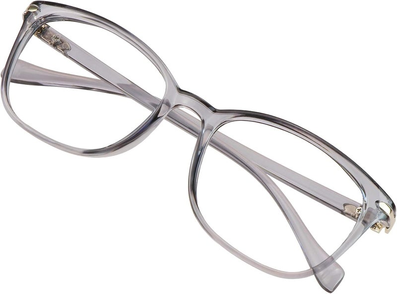 VisionGlobal Blue Light Blocking Glasses for Women/Men, Anti Eyestrain, Computer Reading, TV Glasses, Stylish Square Frame, Anti Glare(Clear Gray,+1.75 Magnification) - Image 1