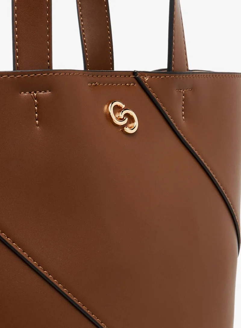 Celeste BROWN Panelled Tote Bag with Double Handle and Pouch for Women | Best Price UAE