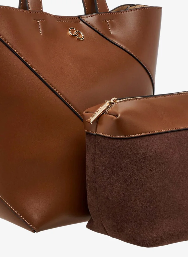 Celeste BROWN Panelled Tote Bag with Double Handle and Pouch for Women | Best Price UAE