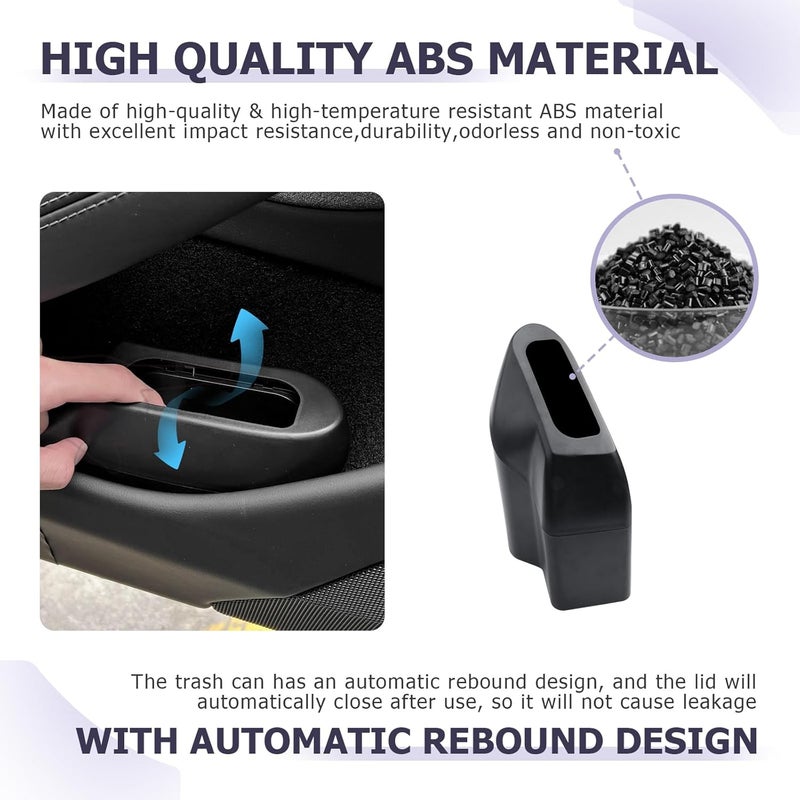 LUWU Car Trash Can for Tesla Model 3 & Model Y (2018-2025) - Portable Mini Trash Bin with Lid - Image 5