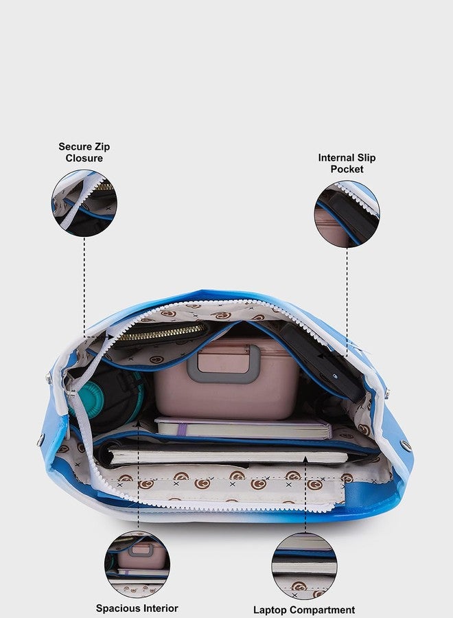 Caprese Vivian Fashion Backpack Large Blue Bag for Women | Stylish and Functional Design with Adjustable Strap | Perfect for Daily Use, Travel, and School | Ideal for Students and Professionals - Image 4