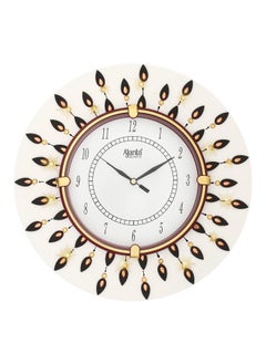 CIRCADIAN Ajanta Wooden Round Analog Wall Clock Design for Home Hall Living Room Decor Office Kids Bedroom Stylish Ethnic Antique Decorative Red Colour 31 * 31 cm (Pack of 1)
