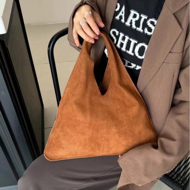 Sale Suede Row Handbag Fashionable Hobo Triangle Bag Versatile Hand-Carrying Armpit Bag - Image 5