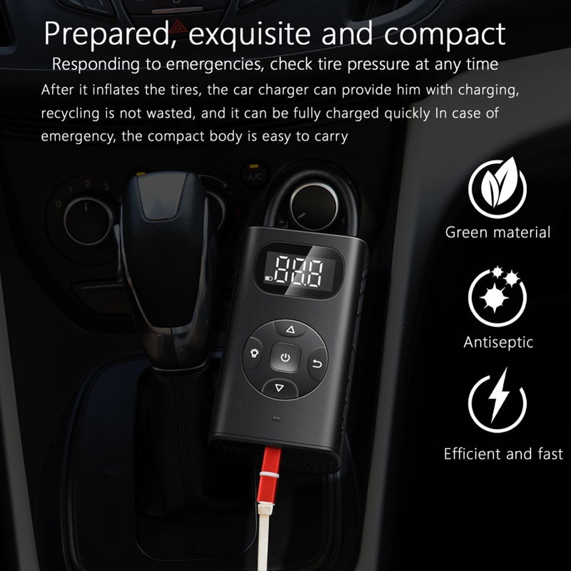 Electric Tire Inflator Cordlessly Mini Portable Car Air Compressor USB Rechargeable Digital Display Air Pump for Vehicles Tires/Ball/ - Image 2