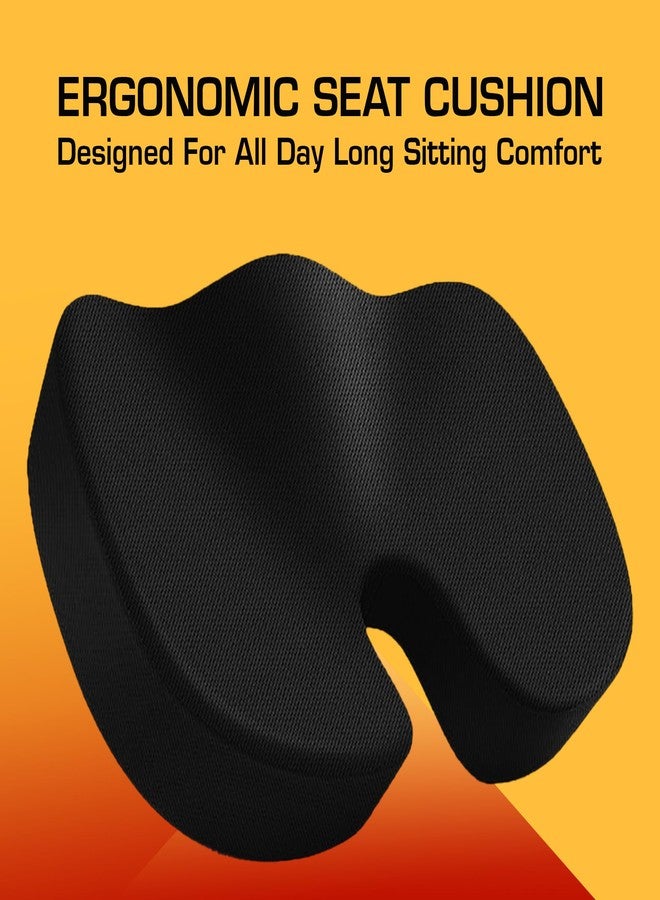 Billebon Memory Foam Coccyx Seat Cushion for Tailbone, Sciatica, Lower Back Pain Relief Hip Support Pillow Contoured Cushion for Office/Home Chair, Wheelchair - Image 2