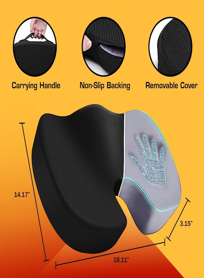 Billebon Memory Foam Coccyx Seat Cushion for Tailbone, Sciatica, Lower Back Pain Relief Hip Support Pillow Contoured Cushion for Office/Home Chair, Wheelchair - Image 5