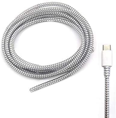 CERLINK Cable Charger Protector Spiral Triple Colour 1.5 Meter 150 cm Plastic Cord Wire Charger Winder for iPhone and Android Charging Cables Pack-1 Silver - Image 1