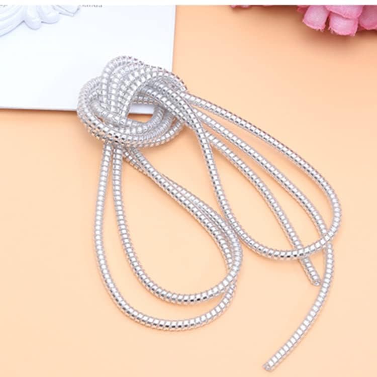 CERLINK Cable Charger Protector Spiral Triple Colour 1.5 Meter 150 cm Plastic Cord Wire Charger Winder for iPhone and Android Charging Cables Pack-1 Silver - Image 3