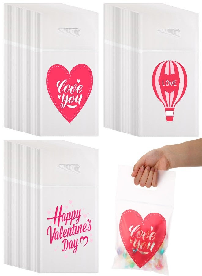 Yexiya 48 Pcs Valentine‘s Day Zipper Bags Heart Pattern Sealing Pouches with Handles Plastic Gift Bags for Valentines Day Party Gift Wrapping Supplies Decorations - Image 1