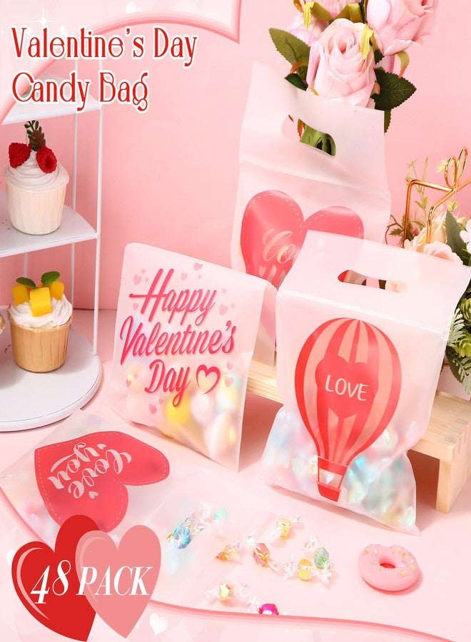 Yexiya 48 Pcs Valentine‘s Day Zipper Bags Heart Pattern Sealing Pouches with Handles Plastic Gift Bags for Valentines Day Party Gift Wrapping Supplies Decorations - Image 2