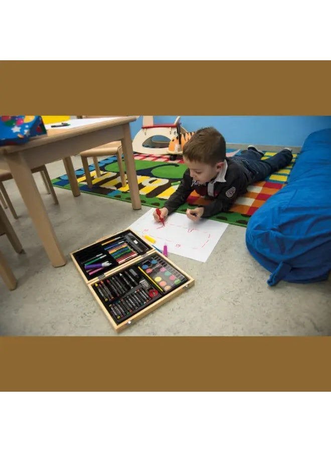 ELTRAZONE 70PCS Kids Art Set with Colored Pencils, Watercolor Brushes, Crayons, Oil Pastels & Drawing Tools in Elegant Wooden Box – Complete School Stationery & Creative Painting Kit for Children – Ideal Gift for Boys & Girls to Inspire Creativity - Image 5