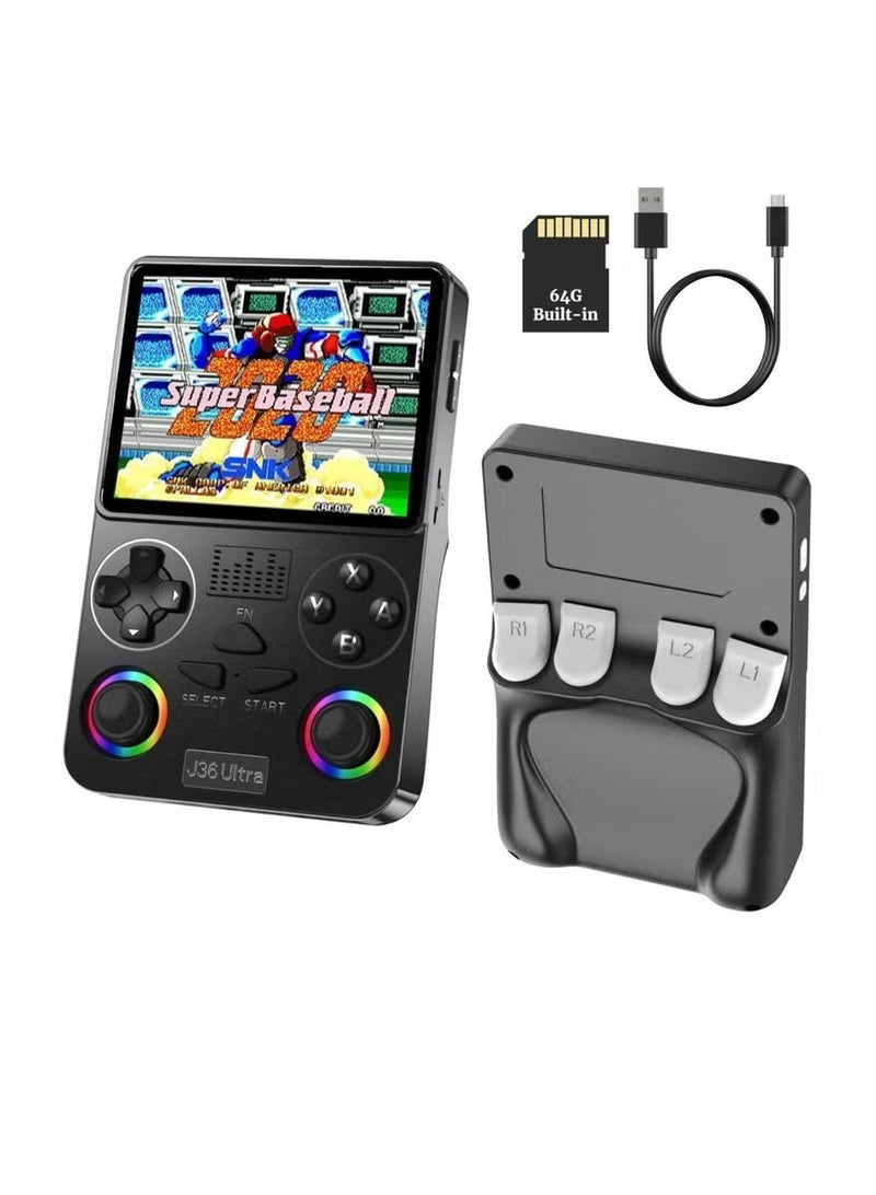 ELTRAZONE J36 Ultra Game Console 3.5 Inch Portable Retro Game Console Built-in 20000+ Games With 64GB Memory Card Video Games Console 20+ Supported Simulator Platform 3000mAh Battery IPS Screen Toys And Games For Kids And Adults Black - Image 2