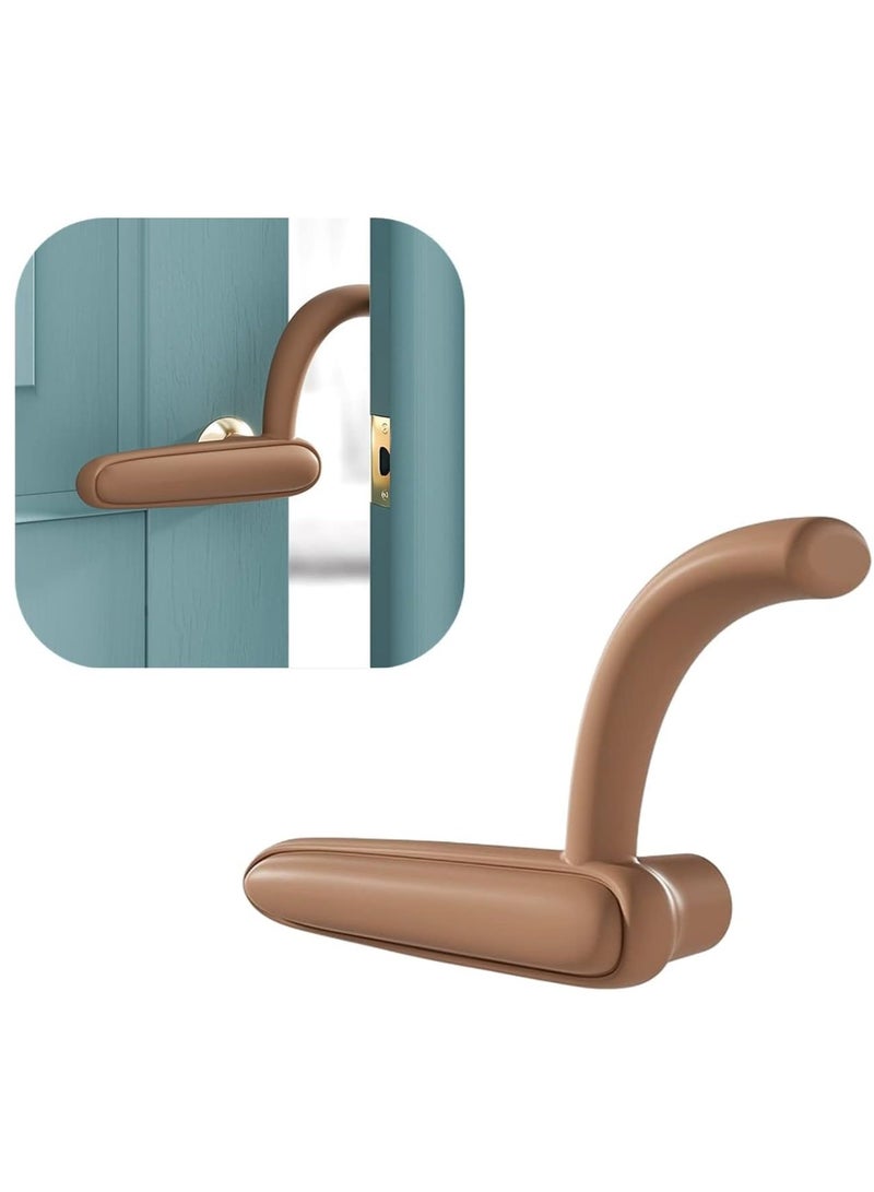 SYOSI Door Pinch Guard Cat Dog Baby Door Stopper for Door Lever Handle Prevents Finger Pinch Injuries and Child or Pet from Getting Locked in Room Anti-Collision Anti Static Electricity (Brown, Left)  - Image 1