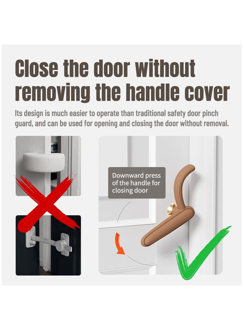 SYOSI Door Pinch Guard Cat Dog Baby Door Stopper for Door Lever Handle Prevents Finger Pinch Injuries and Child or Pet from Getting Locked in Room Anti-Collision Anti Static Electricity (Brown, Left)  - Image 3