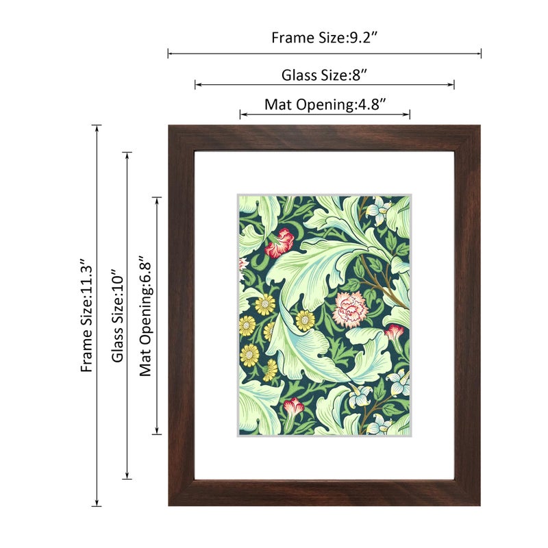 DEKWINN,8x10 Picture Frame with Real Glass for Pictures 5x7 with Mat or 8x10 Without Mat, Wall Gallery or Tabletop display Photo Frames,1 Pack,Brown - Image 2